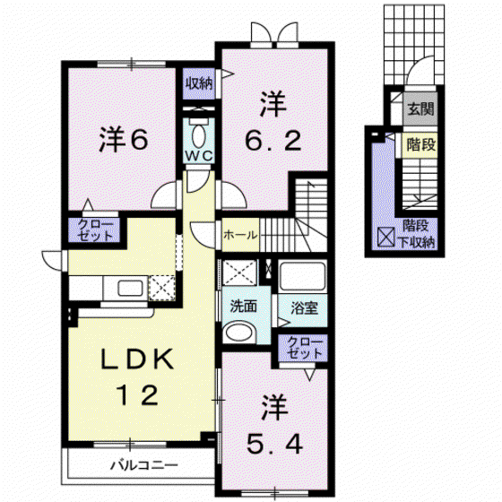 パールヴィラ(3LDK/2階)の間取り写真