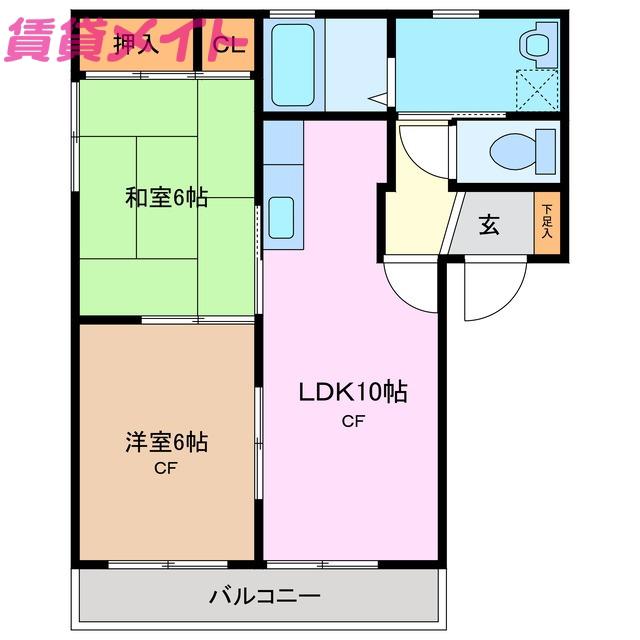 コーポミニ(2LDK/2階)の間取り写真