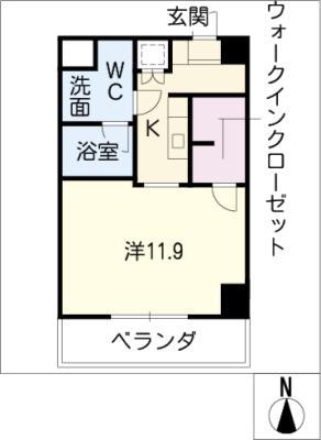 HERBE浄心(1K/4階)の間取り写真