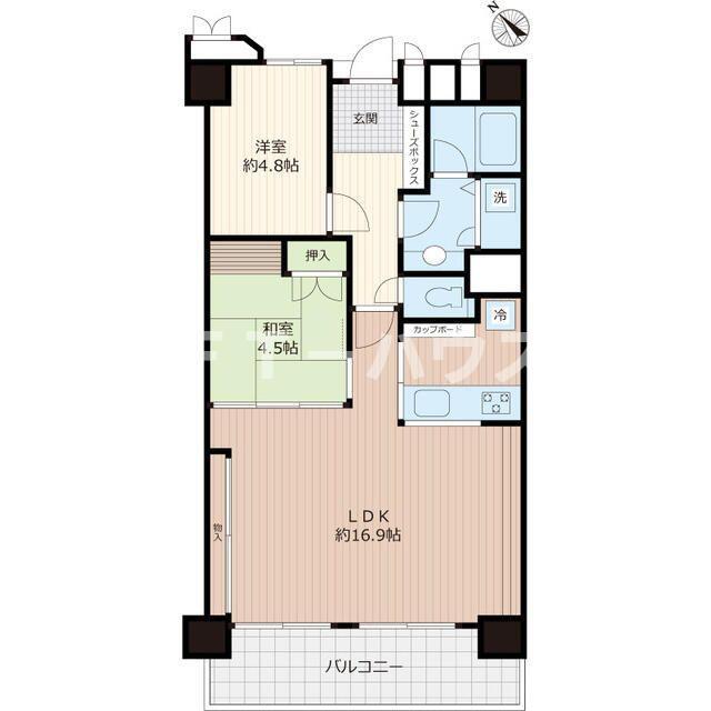 行徳ハイム2号棟(2LDK/3階)の間取り写真