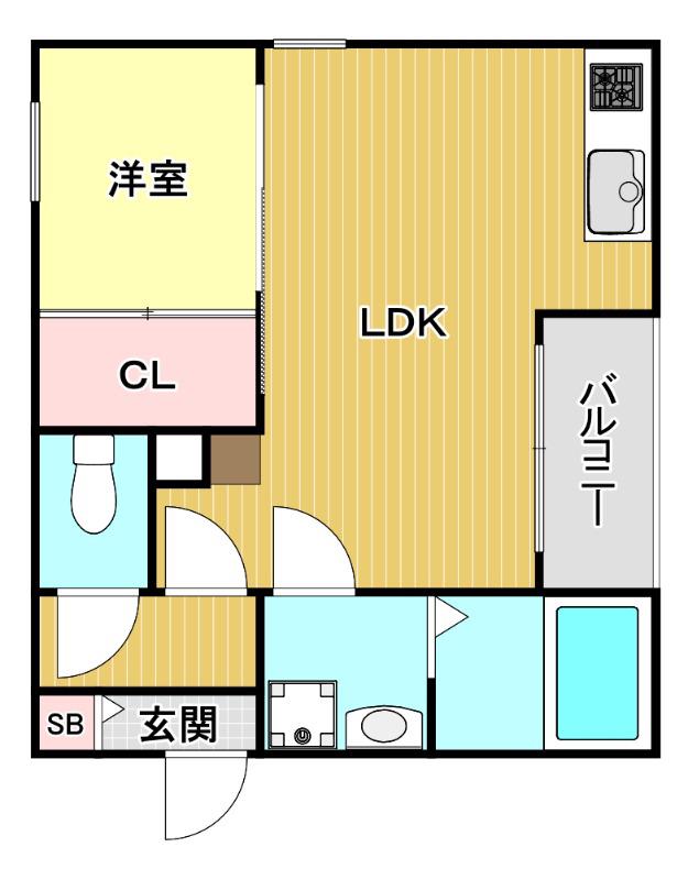 キャッスルコート大阪ザ・グランドパレス(1LDK/1階)の間取り写真