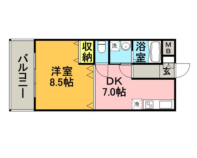 アメニティII(1DK/1階)の間取り写真