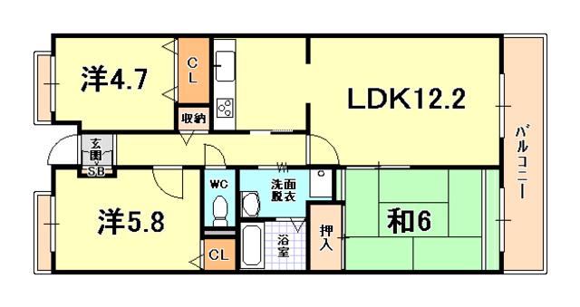 シティ南落合(3LDK/2階)の間取り写真