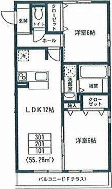 グランミーティス(2LDK/3階)の間取り写真