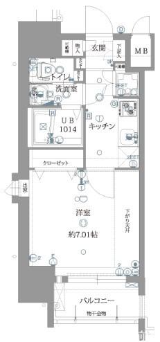 サヴォイ箱崎セントリシティ(1K/2階)の間取り写真