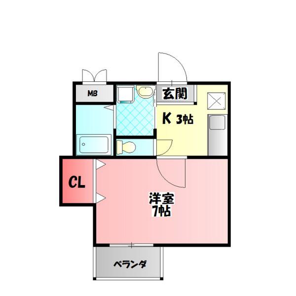 アムール山本(1K/1階)の間取り写真