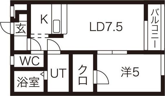 クリスタルリジェールE(1LDK/2階)の間取り写真