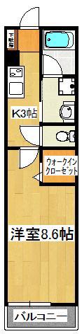 LEO四拾八番館(1K/2階)の間取り写真