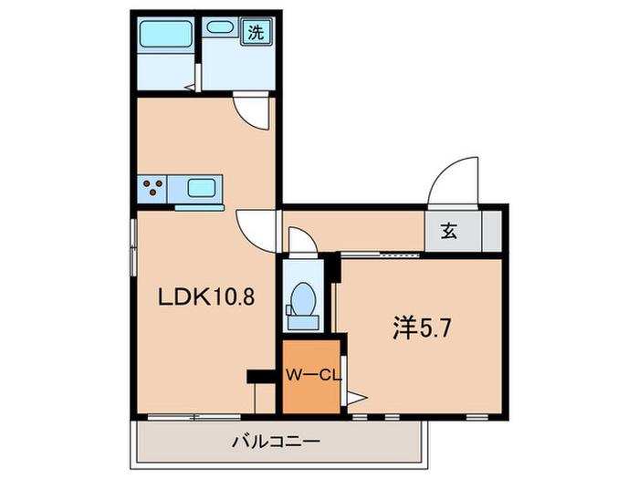 インフィールド元住吉祇園町(1LDK/2階)の間取り写真