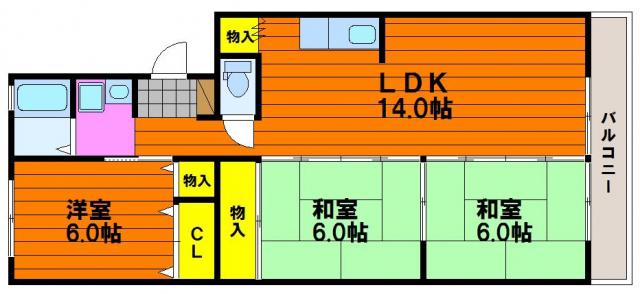サバ―ヴ西坂(3LDK/1階)の間取り写真