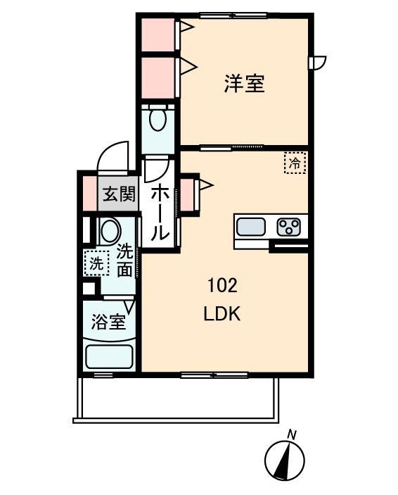 FLUNA(1LDK/1階)の間取り写真