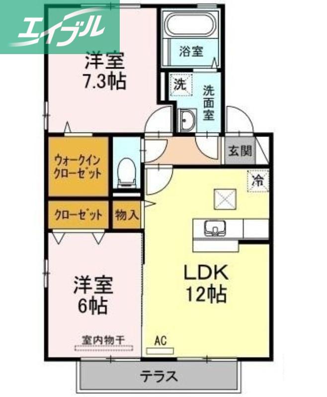 リビングタウン連島F棟(2LDK/1階)の間取り写真