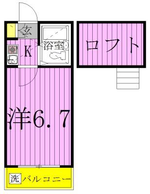 ビューパレス新柏B棟(1K/1階)の間取り写真