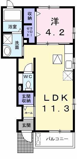 チャコール(1LDK/1階)の間取り写真