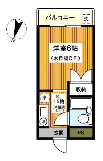 アーバンハイツグッドマン(1K/6階)の間取り写真