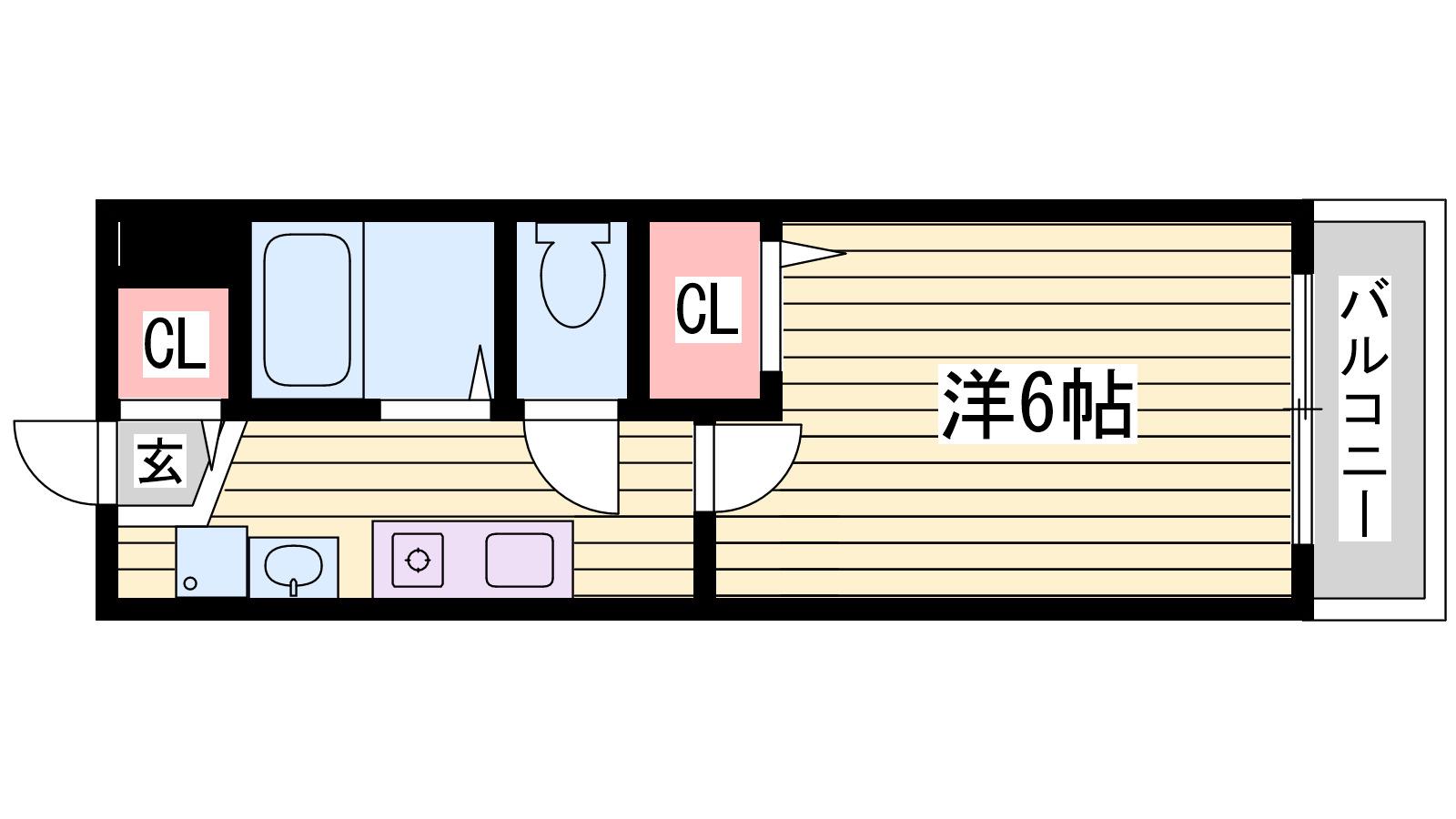ライフステージM(1K/5階)の間取り写真