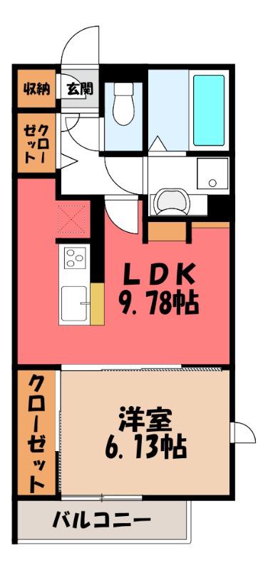 D-ROOM和田町(1LDK/3階)の間取り写真