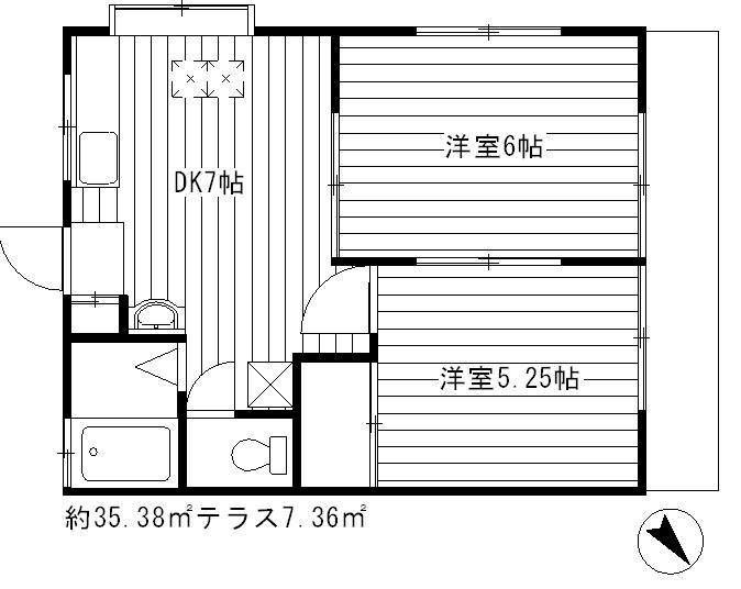 NUハイツ(2DK/1階)の間取り写真