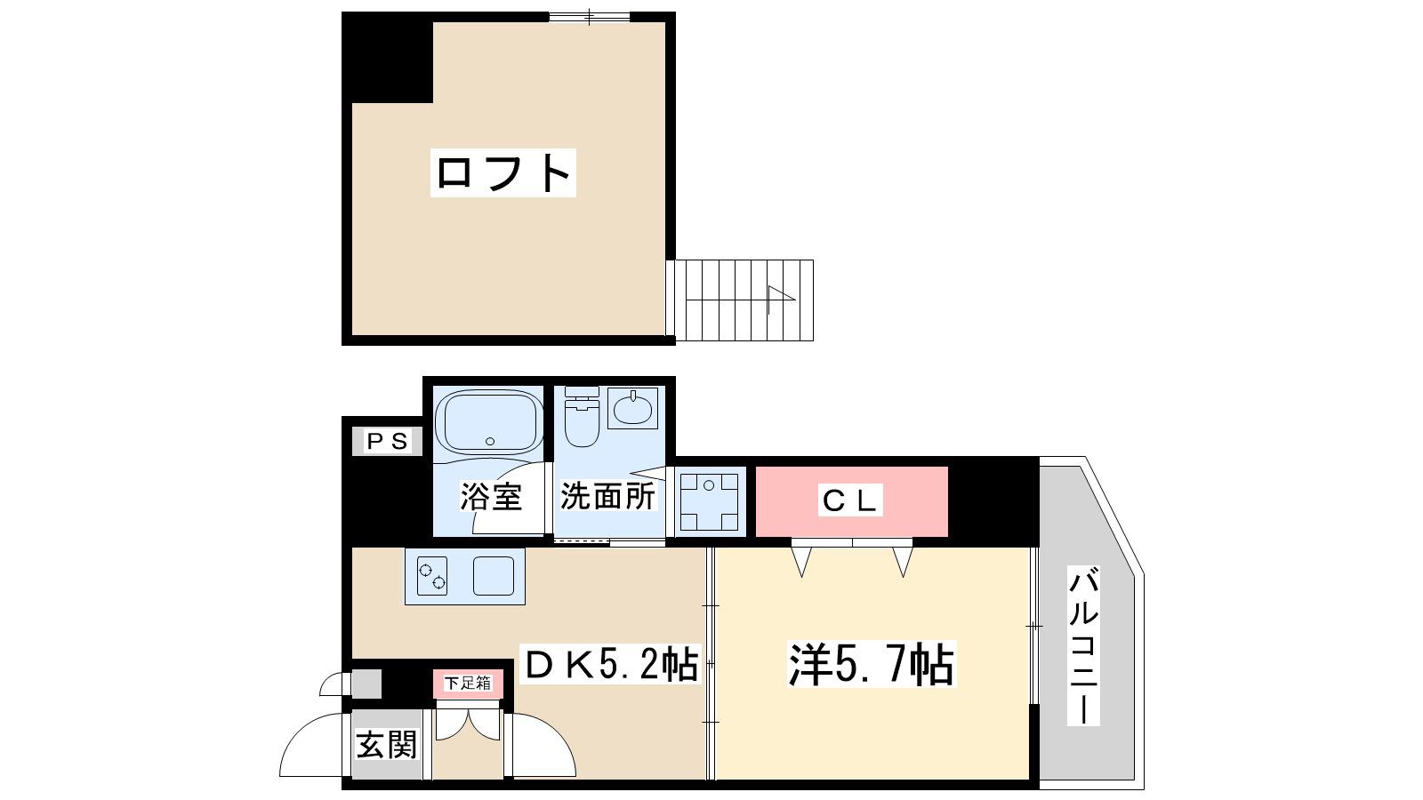 ティーズスクエア天神橋(1DK/5階)の間取り写真