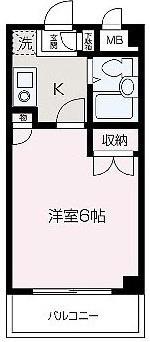 シャイニングK-1(1K/2階)の間取り写真