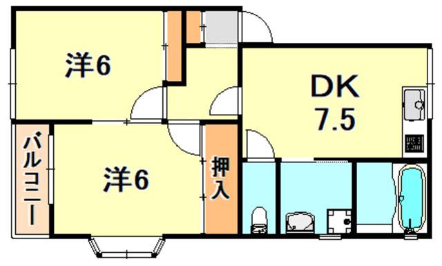 モントレ菅の台(2DK/2階)の間取り写真