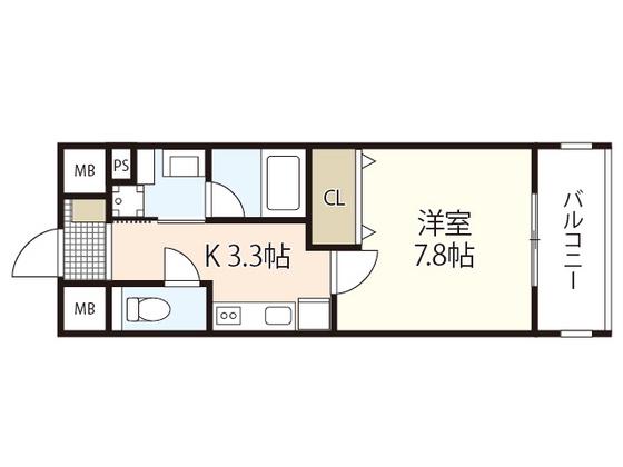CASA EN III(1K/6階)の間取り写真