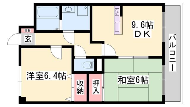 サンプレイス網干駅前(2DK/2階)の間取り写真