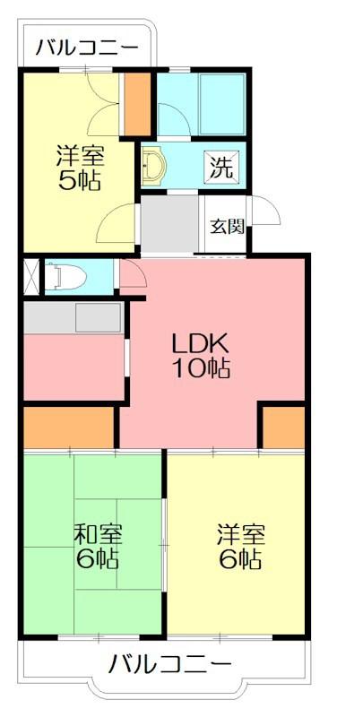 エスティア(3DK/1階)の間取り写真