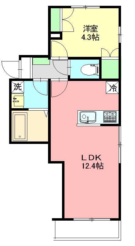 リキッドブルー湘南(1LDK/2階)の間取り写真