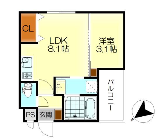 MOVE広古新開(1LDK/1階)の間取り写真