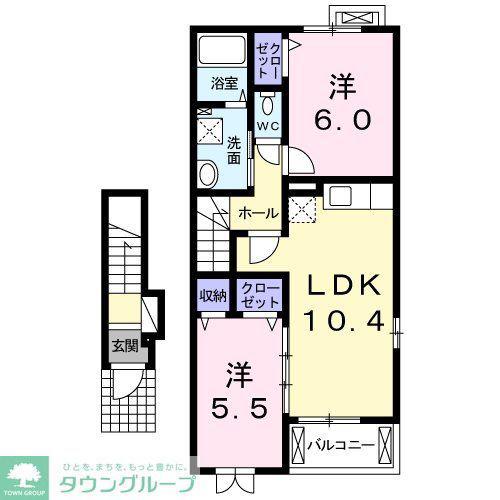 メゾンド ボナール(2LDK/2階)の間取り写真