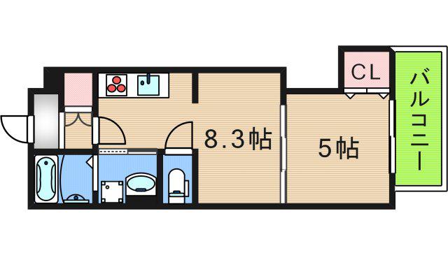 ラモーナ玉出東III(1LDK/3階)の間取り写真