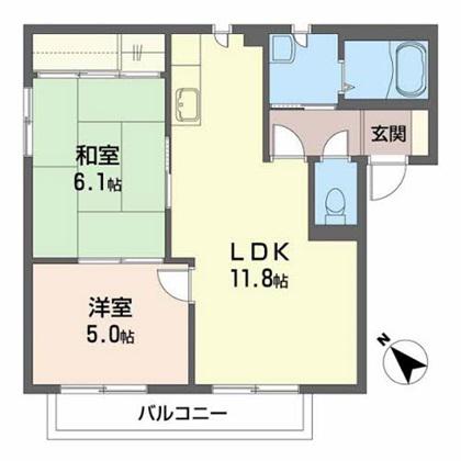 メゾン・グリシーヌB(2LDK/1階)の間取り写真