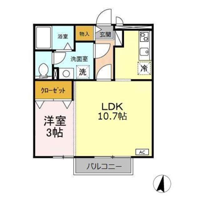 グランメールT(1LDK/2階)の間取り写真