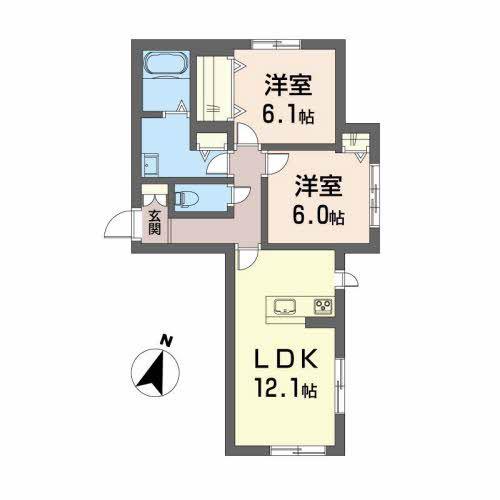 シャーメゾン桜III(2LDK/1階)の間取り写真
