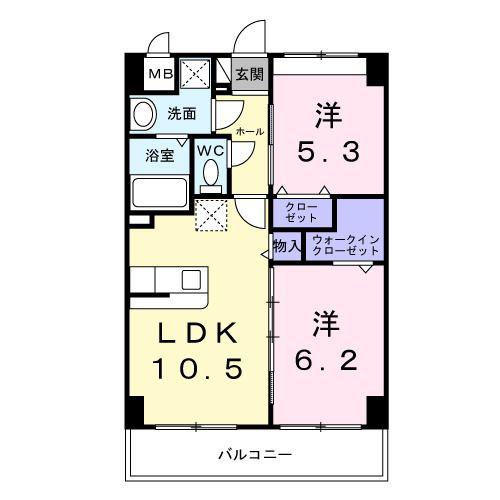 ビッグイースト ツー(2LDK/3階)の間取り写真