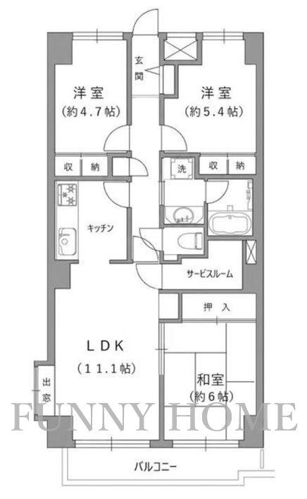 ワコーレ三軒茶屋(3LDK/6階)の間取り写真