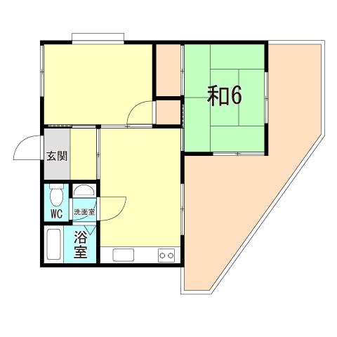 マンションねむの木(2DK/1階)の間取り写真