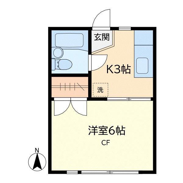 テッドハウス(1K/2階)の間取り写真