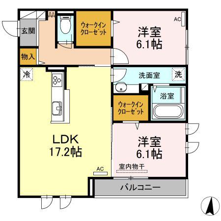 アルチェヴィータ(2LDK/3階)の間取り写真