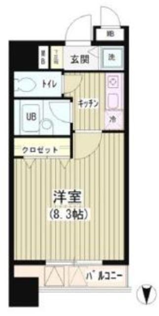 アクアコート(1K/8階)の間取り写真
