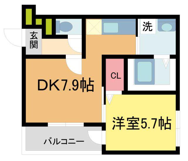 フジパレス西宮甲東園II番館(1LDK/1階)の間取り写真