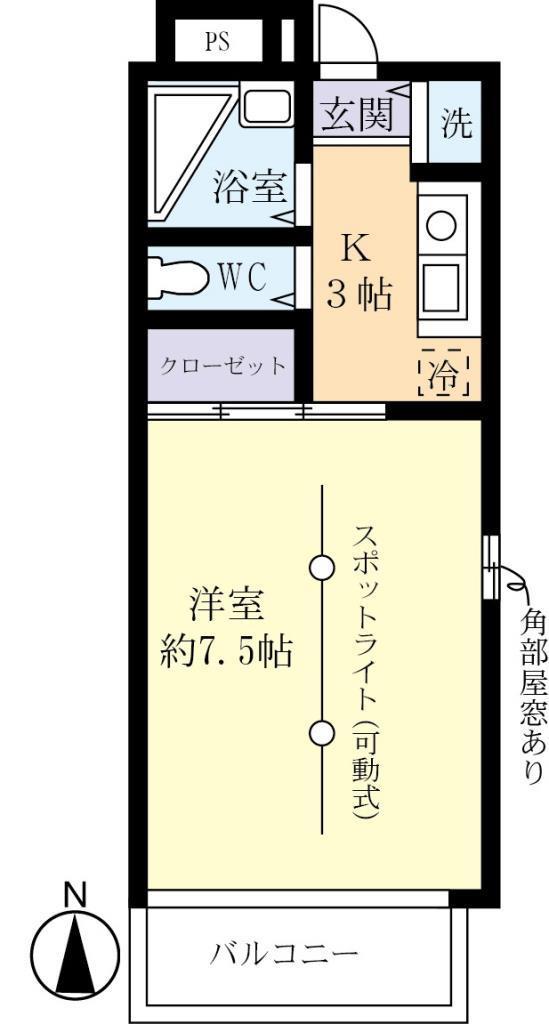 プラッツ千現(1K/2階)の間取り写真