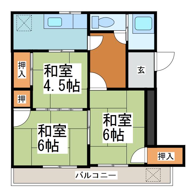TIGA358(3K/1階)の間取り写真