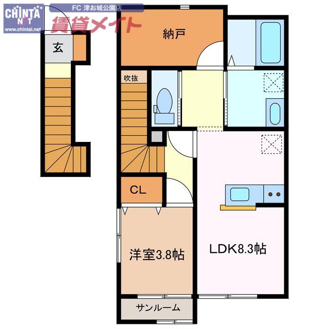 AKATSUKIMAISON部 III(1LDK/2階)の間取り写真