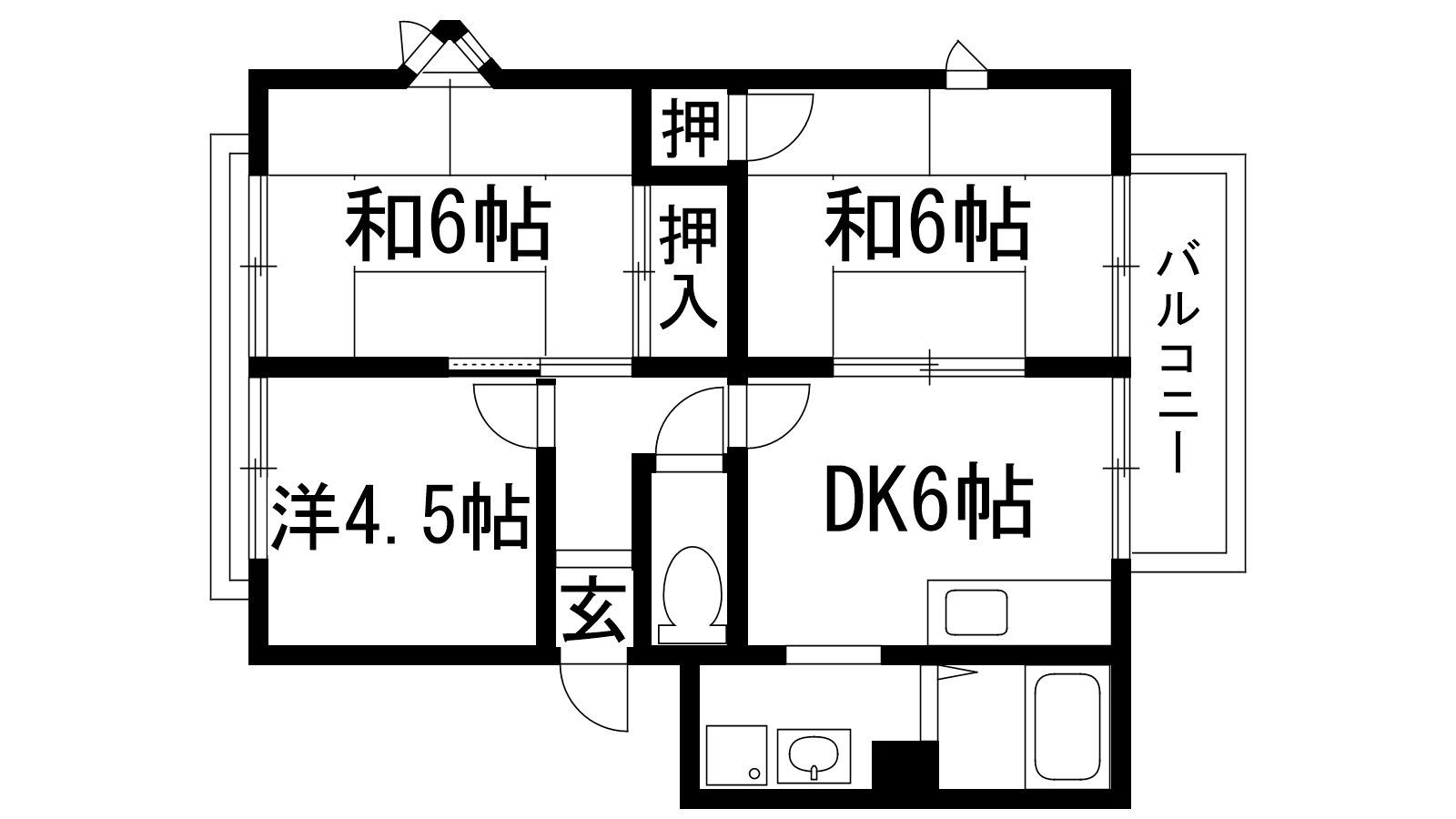エクセレート山本南(3DK/2階)の間取り写真