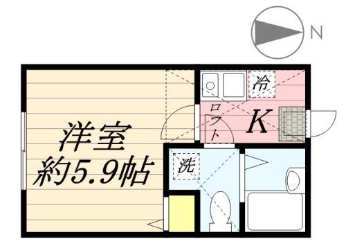 カントリー西横浜(1K/2階)の間取り写真