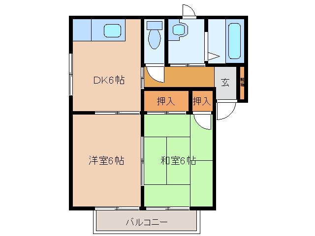 バリュージュ富の原(2DK/2階)の間取り写真