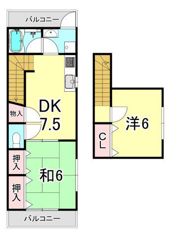 MSハウス(2DK/3階)の間取り写真