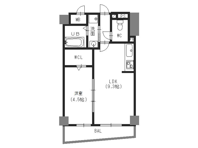 エビデンス三津屋(1LDK/2階)の間取り写真